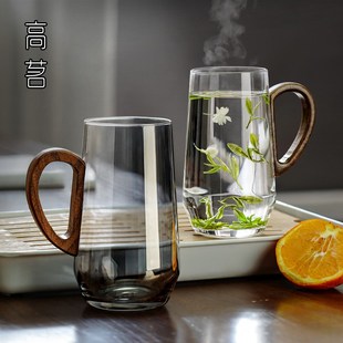 新款泡绿茶专用玻璃杯透明带把手耐高温杯子家用喝水杯泡茶杯高档