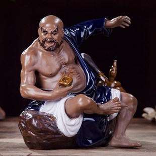 梁山水浒传人物摆件石湾公仔 酒柜 创意家居装饰陶瓷工艺品鲁智深