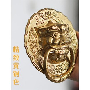 中式头仿古大门拉手纯麟铜子头虎麒狮头兽门老式环头木门把手配件