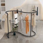 服装 挂衣架半圆S弯展示架哑光黑 店弧形中岛架子创意异型落地式