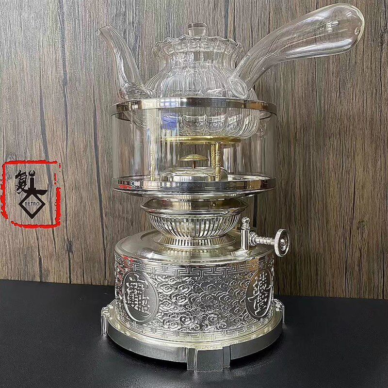 空气灯精品复古茶灯 煮茶煤油灯煮水铜茶炉 中式功夫茶明火铜茶器