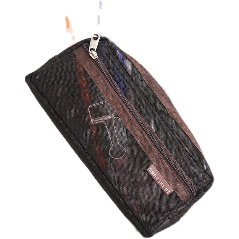 多功能文具盒男女中考简约透明学霸文具袋双层网纱学生大容量笔袋,文具电教/文化用品/商务用品,笔袋,淘宝优惠券,粉丝福利购,淘宝优惠卷