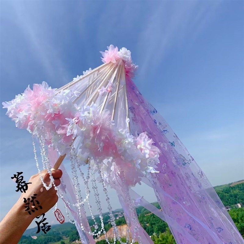 复古唯美古风花伞Lolita汉服道具配饰手持伞儿童飘带cos法式摄影,家居饰品,工艺伞,淘宝优惠券,粉丝福利购,淘宝优惠卷