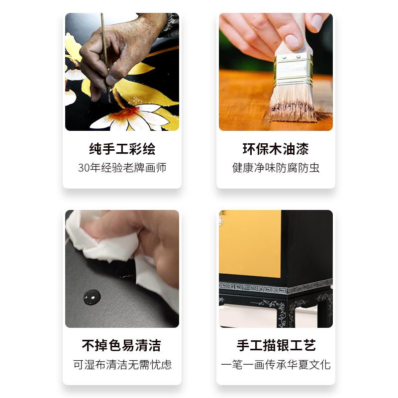 新中式餐边柜门厅玄关柜彩绘屏风柜隔断柜装饰柜间厅柜大容量柜子