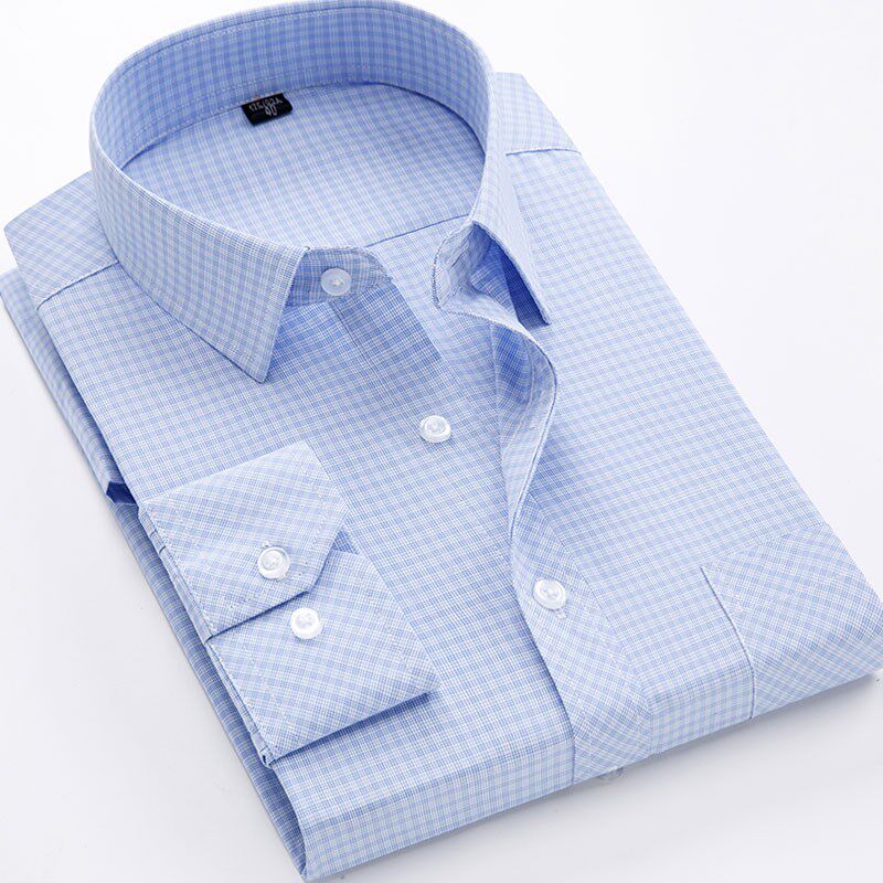 春夏季中年条纹格子男衬衫长袖中老年爸爸装宽松版老人爷爷上衣秋