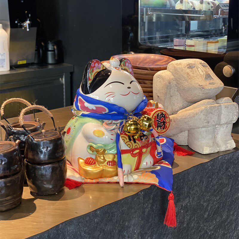 招财猫高档摆件家具客厅装饰生意兴隆店铺开业礼品大号陶瓷发财猫