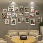 创意企业实木照片墙公司文化大尺寸组合相框墙面装 饰客厅餐厅挂墙