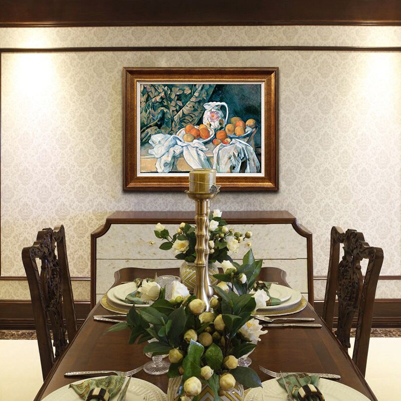 风色静物与水果塞尚印象派田园风油画美式欧式餐厅挂画玄关装饰画