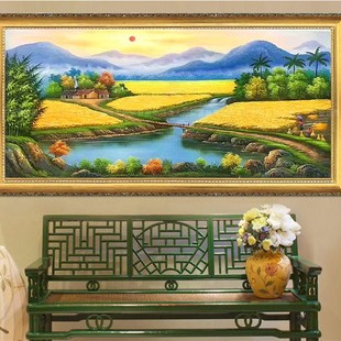 手绘田园风景丰收油画客厅餐厅办公室家居书房会议室沙发背景挂画