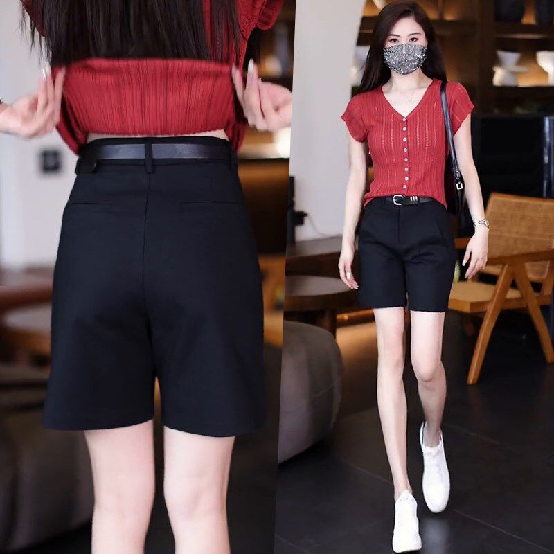 短裤女款夏季薄款裤子女2024新款高腰显瘦中裤宽松休闲阔腿五分裤