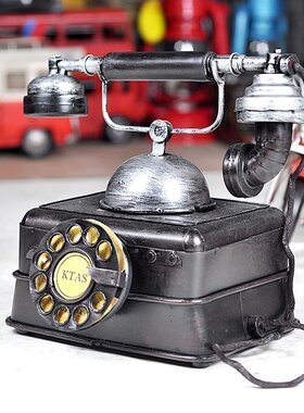 复古装饰品拨盘电话机摆件创意家居民国风老物件客厅房间酒柜道具