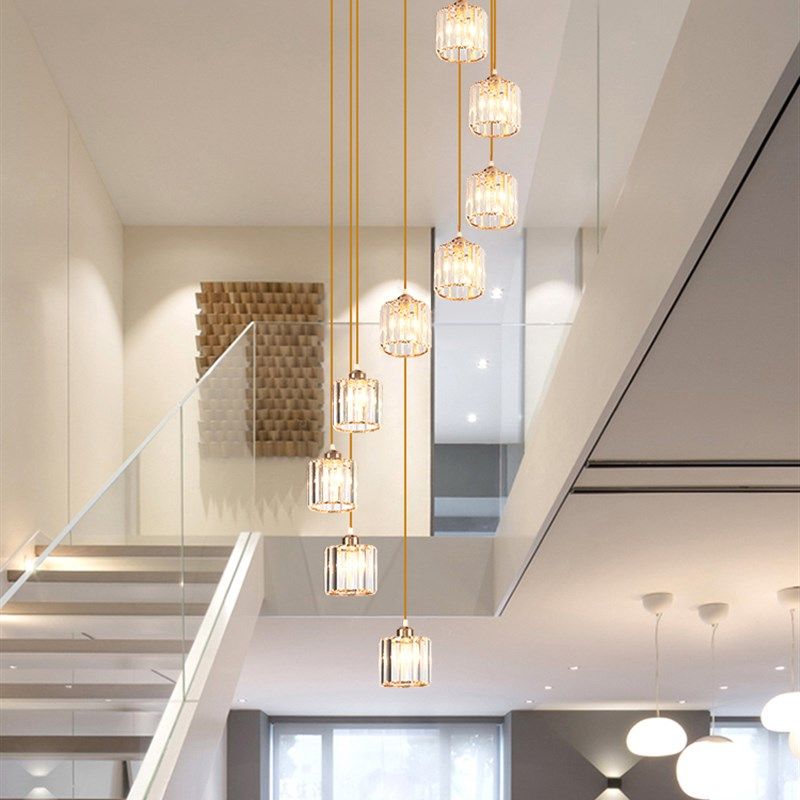 楼梯灯别墅复式挑空客厅灯具旋转楼梯间长吊灯小复式公寓loft吊灯