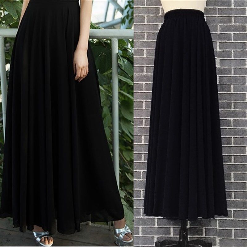 2021新款雪纺半身裙百褶大摆裙显瘦高腰沙滩海边波西米亚裙夏女裙