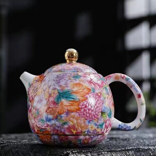 复古珐琅彩大号主人杯陶瓷茶杯万花茶壶单杯闻香杯家用客杯盖碗