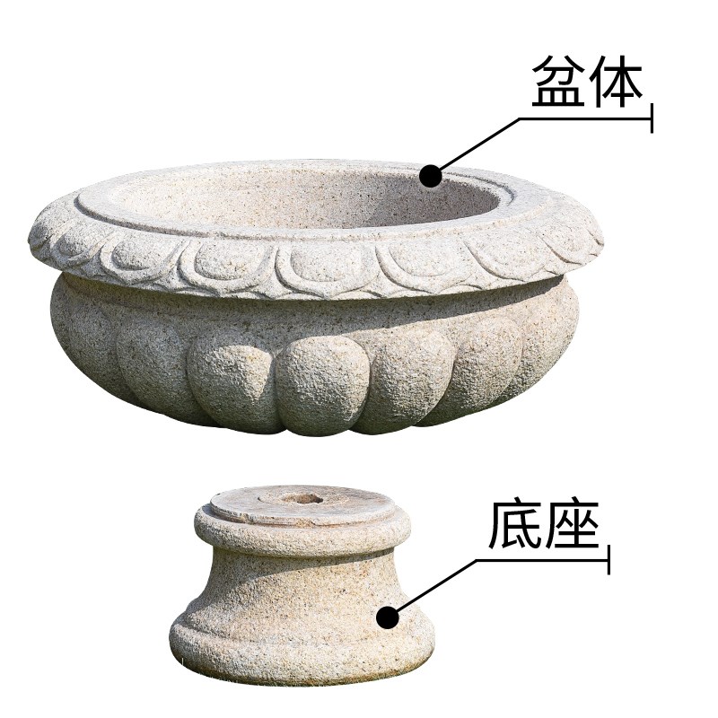 黄锈石花钵大理石花盆石盆庭院别墅小区景观欧式花钵定制石雕摆件