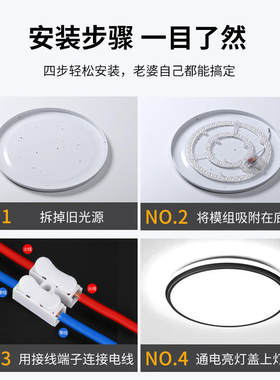 LED吸顶灯环形透镜灯芯灯盘灯板灯带替换模组圆形磁铁吸附免安装