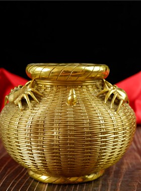 五谷丰登杂粮摆件镇宅招财粮仓金斗铜缸纯铜乔迁新居礼品年年有余