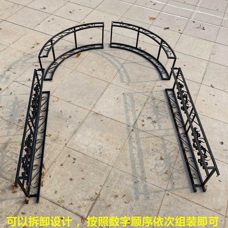 欧式铁艺双拱园艺装饰花园别墅拱门鲜花架攀爬藤架子月季户外庭院