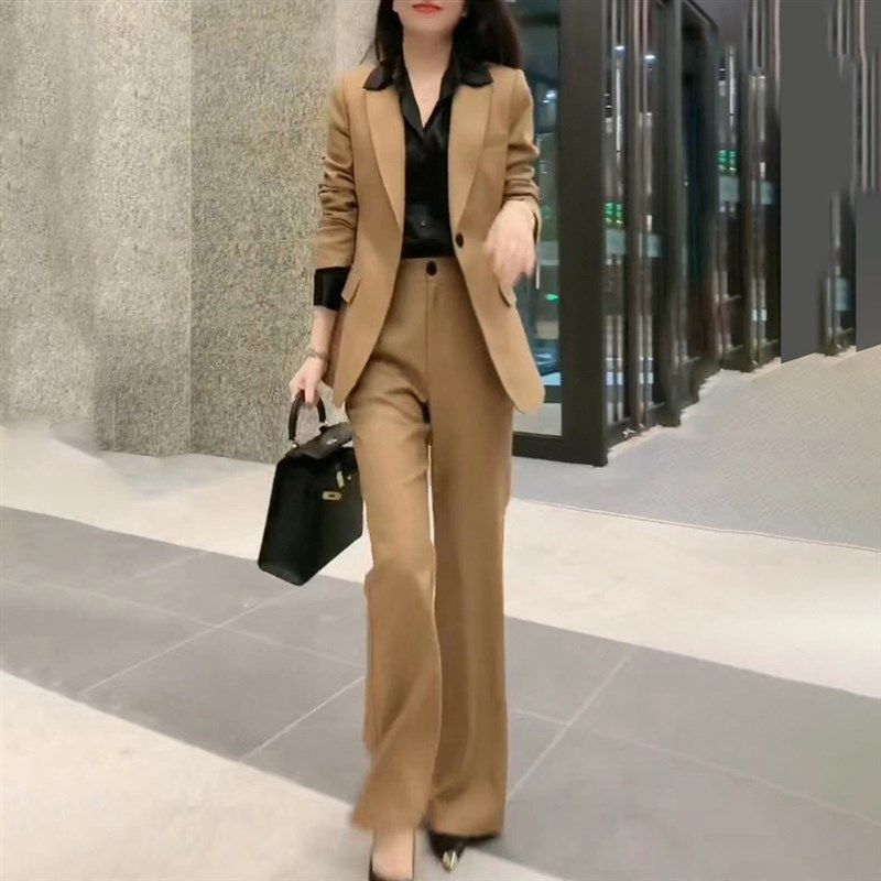 高级感职业套装女春秋2023新款西装外套阔腿裤时尚气质名媛两件套