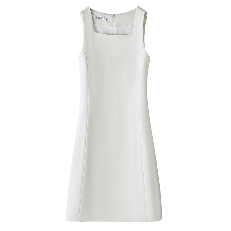 白色主持人礼服女播音艺考正装连衣裙演讲比赛服装上镜面试西装裙