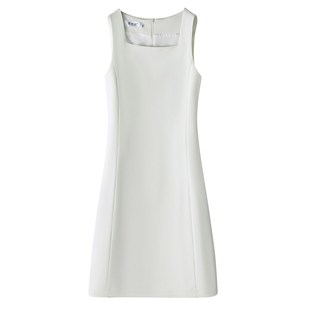 白色主持人礼服女播音艺考正装连衣裙演讲比赛服装上镜面试西装裙