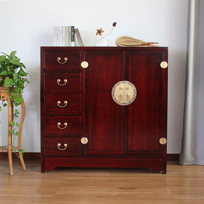中式香樟木双门衣柜卧室储物柜实木儿童衣橱矮柜多抽屉衣柜收纳柜