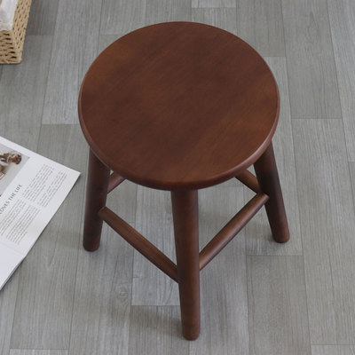 北欧原木圆凳实木凳子家用时尚梳妆凳简约餐厅椅木凳客厅板凳卯榫