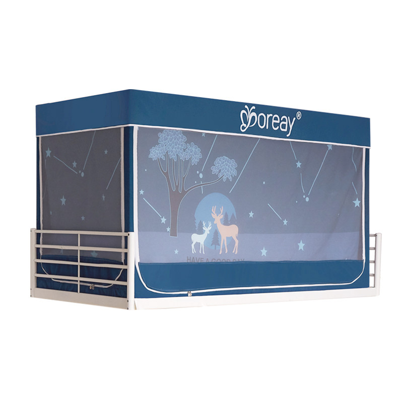 学生蚊帐宿舍男三开门上铺下铺通用女一体式遮光帘床帘90x190支架