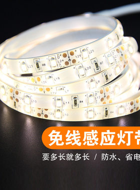 led充电人体感应灯带电池免线自粘床底衣橱鞋柜防水USB插电5V灯条