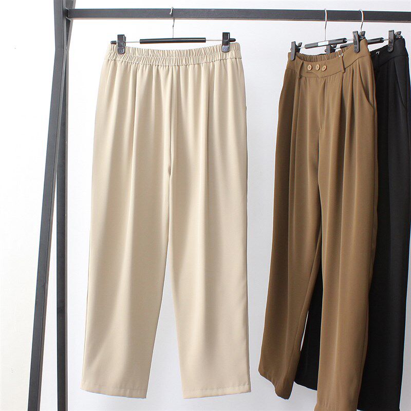 胖妹妹mm大码西裤女春夏直筒裤高腰宽松显瘦工作服职业装垂感百搭