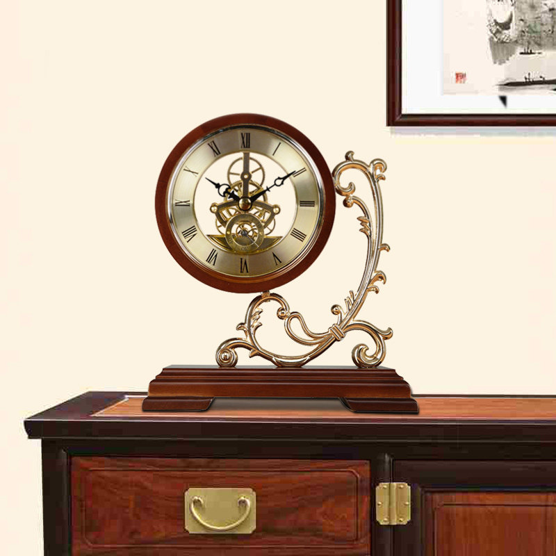 艺森欧式复古实木座钟客厅家用大号静音时钟摆件简约桌面台式钟表,家居饰品,座钟,淘宝优惠券,粉丝福利购,淘宝优惠卷