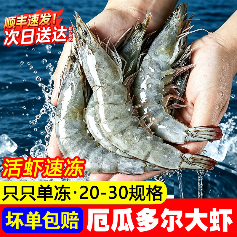 原装进口特大厄瓜多尔白虾盐冻大虾南美白虾海虾单冻多规格可选