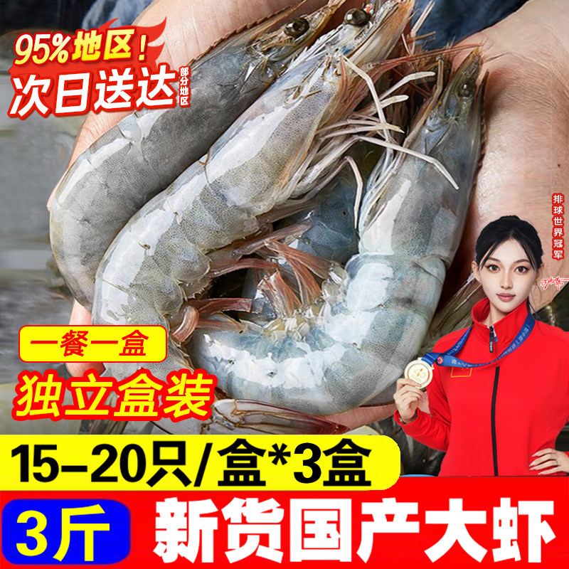新鲜青岛大虾子国产虾低脂白虾鲜活冷冻冰鲜水冻虾批发大虾海鲜