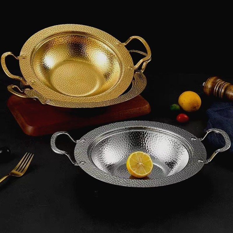 不锈钢干锅盘双耳金色小锅仔加厚通用小龙虾盘商用海鲜大咖盘,厨房/烹饪用具,火锅,淘宝优惠券,粉丝福利购,淘宝优惠卷