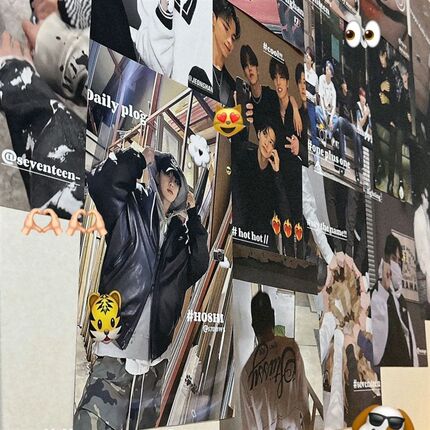 Seventeen海报墙贴明星照卧室学生寝室装饰画追星小卡贴画背景贴