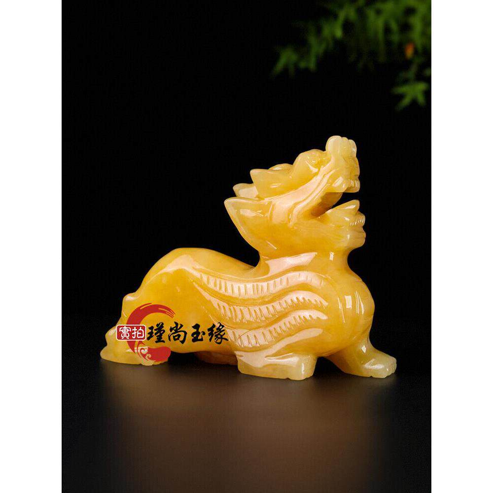 米黄玉貔貅招财摆件镇宅公母一对旺财装饰品家用天然玉石转运麒麟