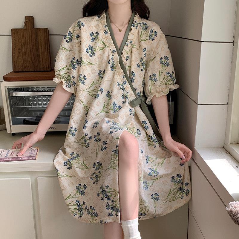 新中式国风短袖女士睡裙2026年新款夏季天睡袍孕妇大尺码睡衣家居