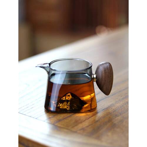 玻璃公道杯木把防烫耐热泡茶过滤公杯家用简约茶具配件茶海分茶器