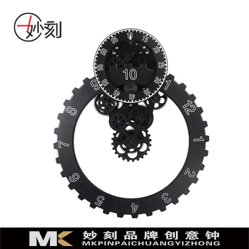 MK品牌妙刻齿轮挂墙时钟 18英寸简约现代客厅挂钟 机械齿轮创意时