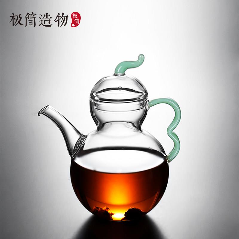 葫芦迷你玻璃壶带过滤单壶小号一人用泡茶壶耐高温绿红茶器茶具