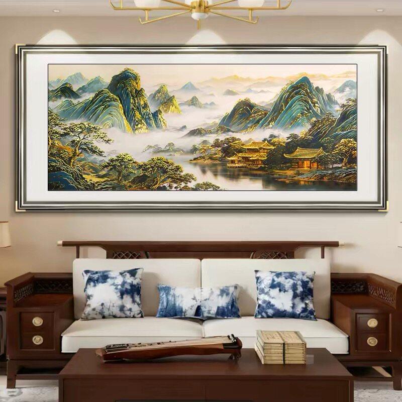 苏绣成品挂画客厅装饰画新中式山水画