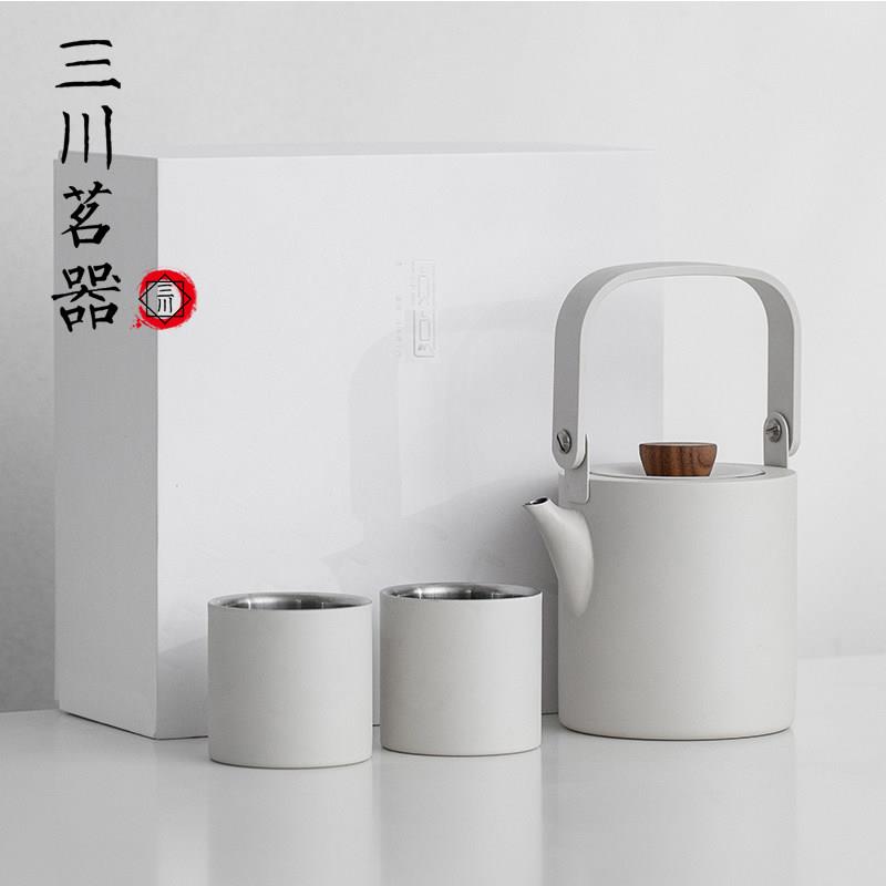 中式复古提梁壶不锈钢泡茶壶可携式功夫茶具家用手冲咖啡壶旅行装