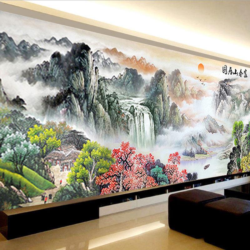 5d钻石画2025今年新款满钻客厅山水点砖石贴画富春山居图十字绣