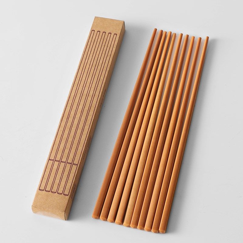 Vv小丸家 木纤维筷子家用防滑抗菌耐高温5双装家庭筷子可进洗碗机