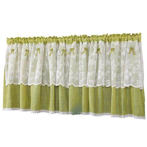 美式田园绿色半帘咖啡帘半截帘麻纱蕾丝纱帘整体橱柜帘穿杆帘隔断,居家布艺,成品窗帘,淘宝优惠券,粉丝福利购,淘宝优惠卷