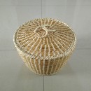 麦杆民间纯手工草编艺术品饰品柱型带盖其他收纳盒篮桌面储物筐