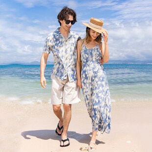 不一样的亲子装一家四口夏季海边度假网红母女装沙滩裙连衣裙高端