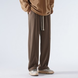 加长西裤男生高个子长裤黑色新款宽松垂感高级抽绳薄款直筒裤夏季