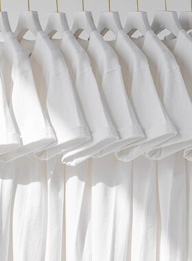 纯白色300g重磅纯棉短袖t恤夏季圆领宽松百搭打底衫男女基础款tee