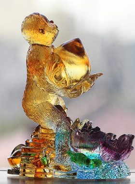 琉璃富贵猴摆件居家客厅柜台酒柜摆放装饰送礼生肖猴手工艺礼品